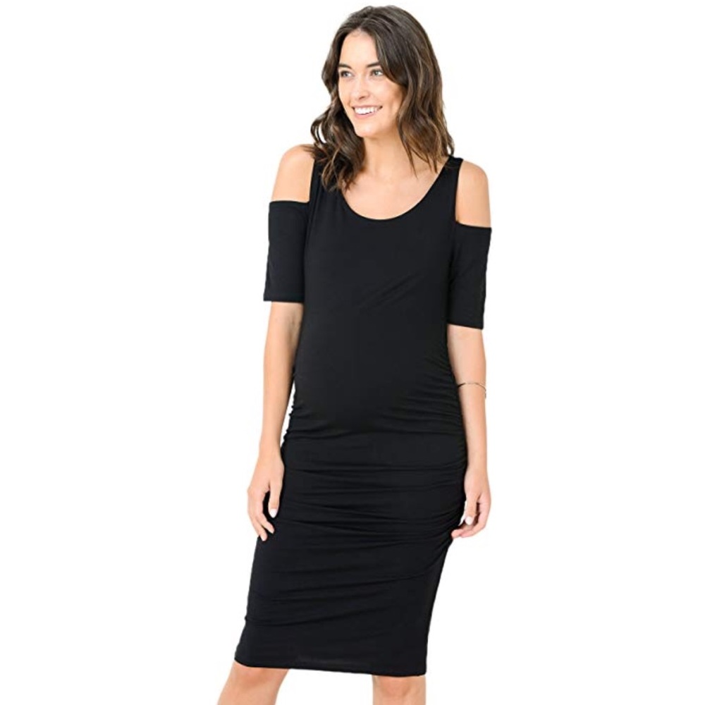 Cold Shoulder Knee Length Fitted Maternity Dress